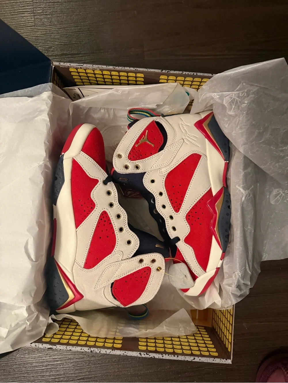 Jordan Retro 7 Trophy Room Sneakers - White / Red / Navy